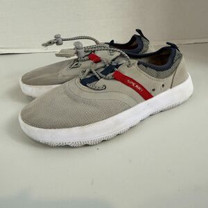 Sperry Coastal Break Sneaker Shoes Gray Red White Boys Size 13 M